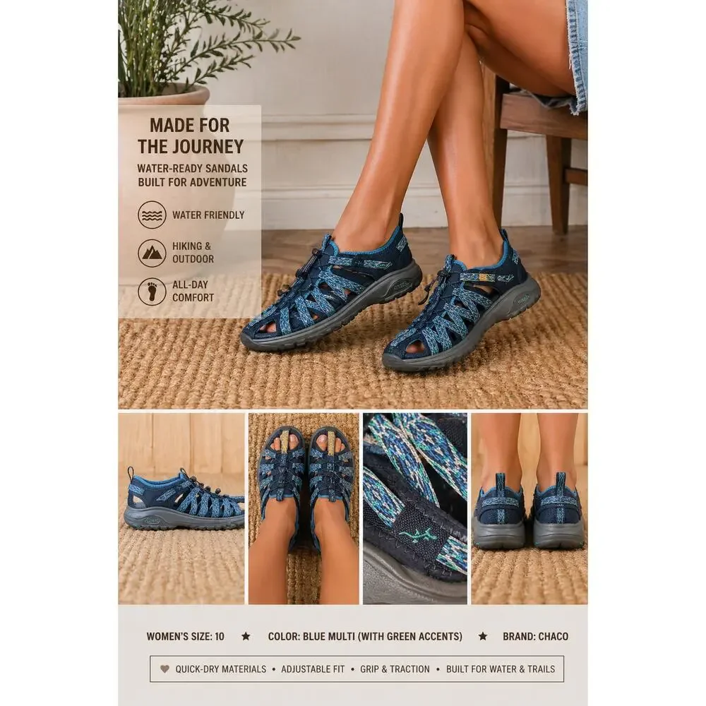 Chaco Women's Outcross Evo 1 Blue Eclipse Hiking Water Shoes Size 10 Comfort